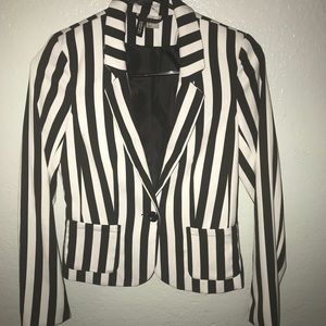 Black and White Striped Blazer